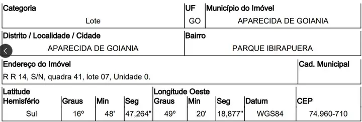 Imóvel em leilão - RUA R 14, N. 00, QD 41, LT 07, PARQUE IBIRAPUERA, APARECIDA DE GOIANIA, GO
