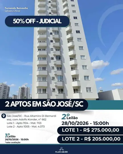 Apartamento 92.59m², São José/SC APARTAMENTO N° 1005, localizado no EDIFÍCIO RESIDENCIAL NELSON DI BERNARDI, situado