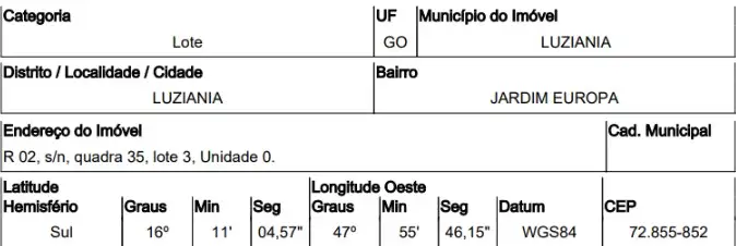Imóvel em leilão - RUA 2, N. SN, QD 35, LT 03, JARDIM EUROPA, LUZIANIA, GO