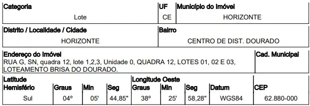 Terreno em leilão em Horizonte