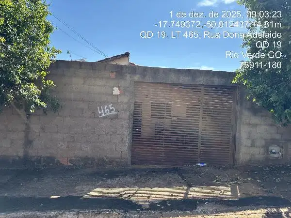 Imóvel em leilão - RUA DONA ADELAIDE, N. SN, LT 465 QD 19, SOLAR MONTE SIAO, RIO VERDE, GO