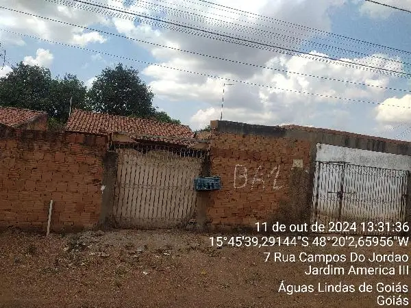 Imóvel em leilão - RUA CAMPOS DO JORDAO, N. SN, LT 07 QD 10, PARQUE DAS AGUAS BONITAS I, AGUAS LINDAS DE GOIAS, GO