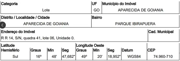 Terreno em leilão em Aparecida de Goiânia